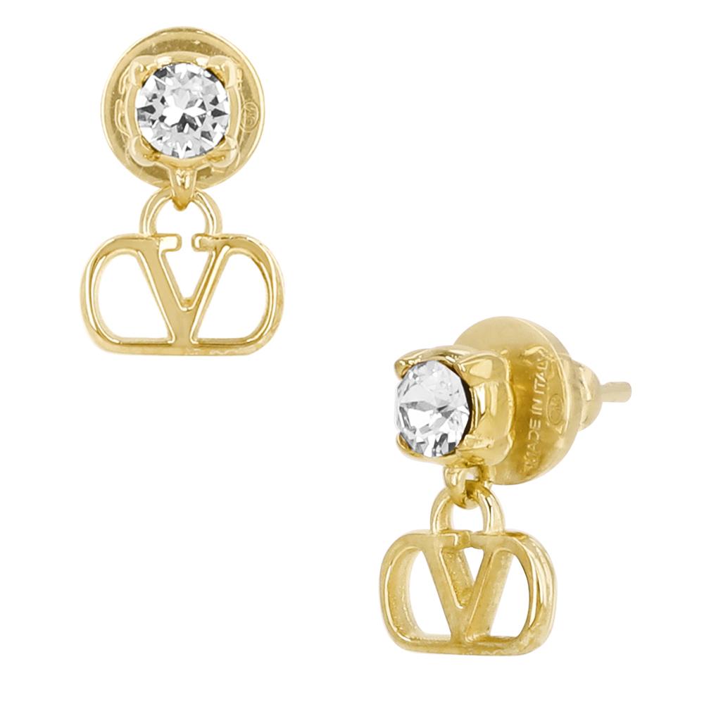 VALENTINO Garavani V-Logo Crystal Drop Earrings