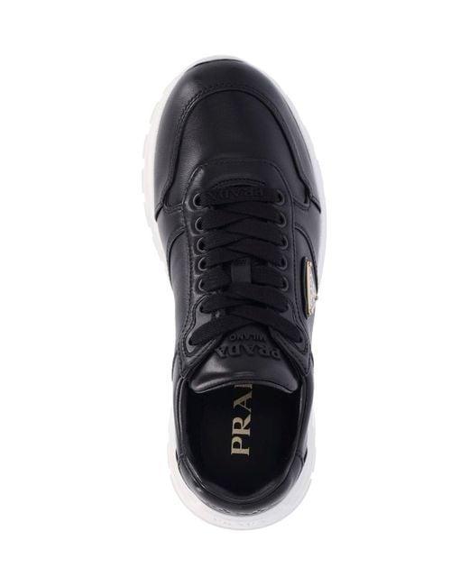 PRADA Black Leather Low-Top Sneakers 1E021O F035038