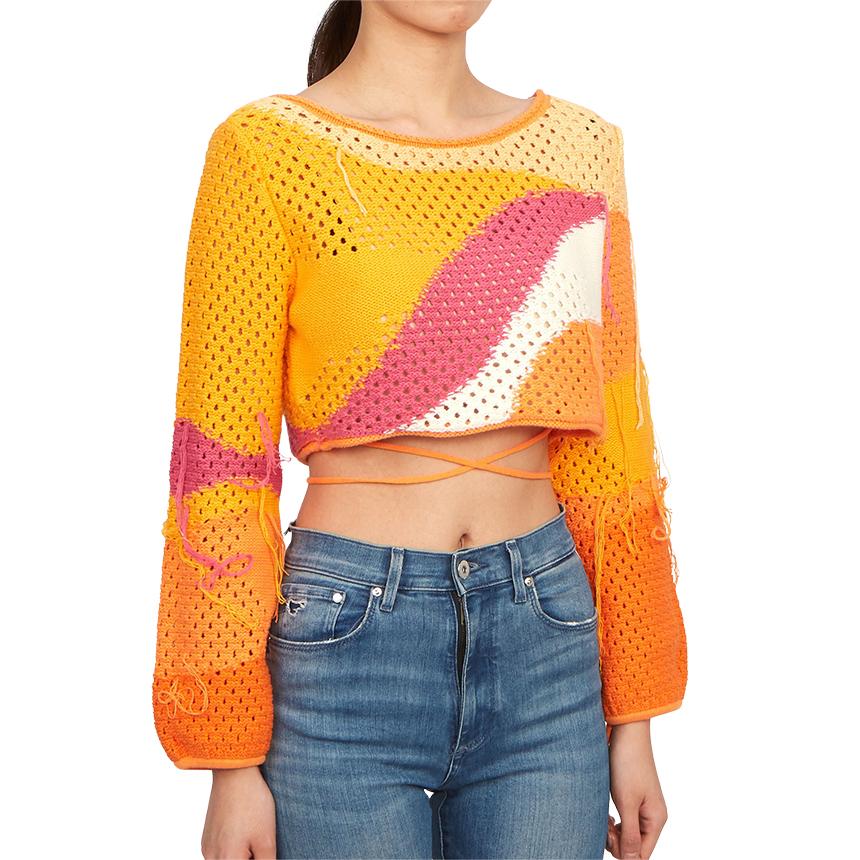 House of Sunny Women’s Cropped Knit Sweater Multi Color