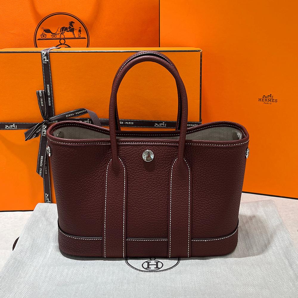 HERMES Negonda Rouge Red Garden Party 23 Mini Tote Bag Silver Hardware