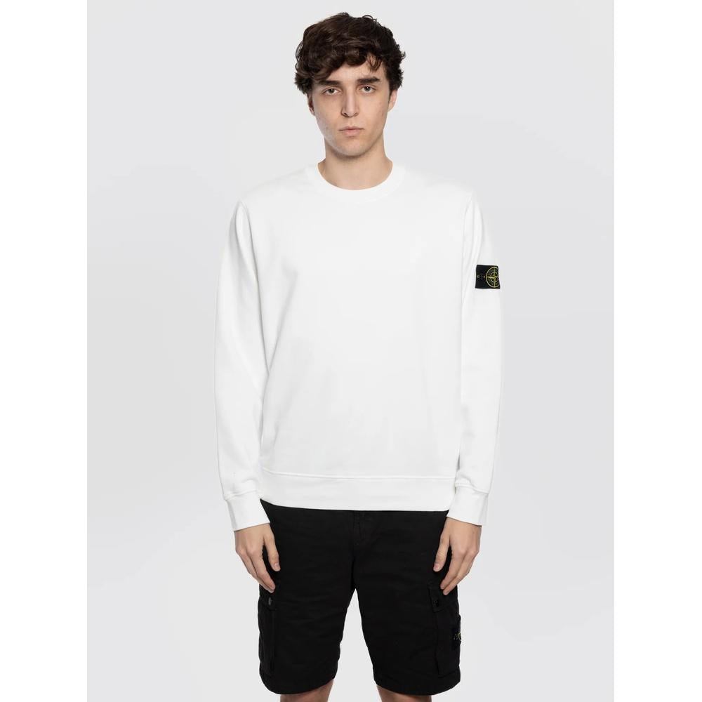 STONE ISLAND Organic Cotton Fleece Crewneck Sweatshirt Black Men