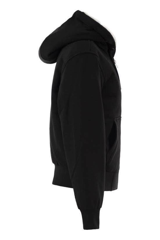 Moose Knuckles Black White Logo Hooded Sweatshirt Women’s