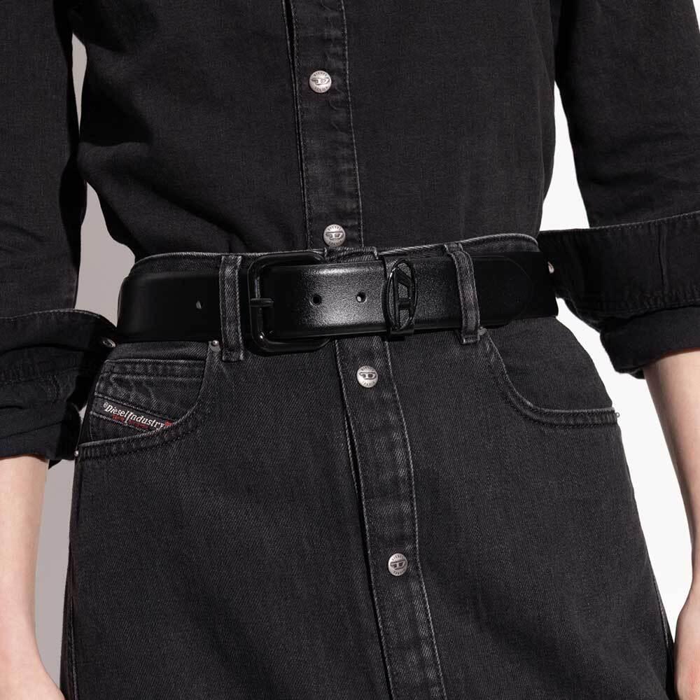 DIESEL Unisex Leather Oval Buckle Belt X10127 P6364 H8206