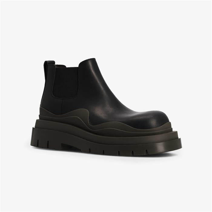 Bottega Veneta Tire Ankle Chelsea Boots Men Black Leather