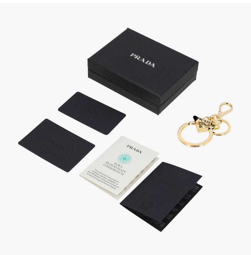 PRADA Leather Heart Keyring Women Pink