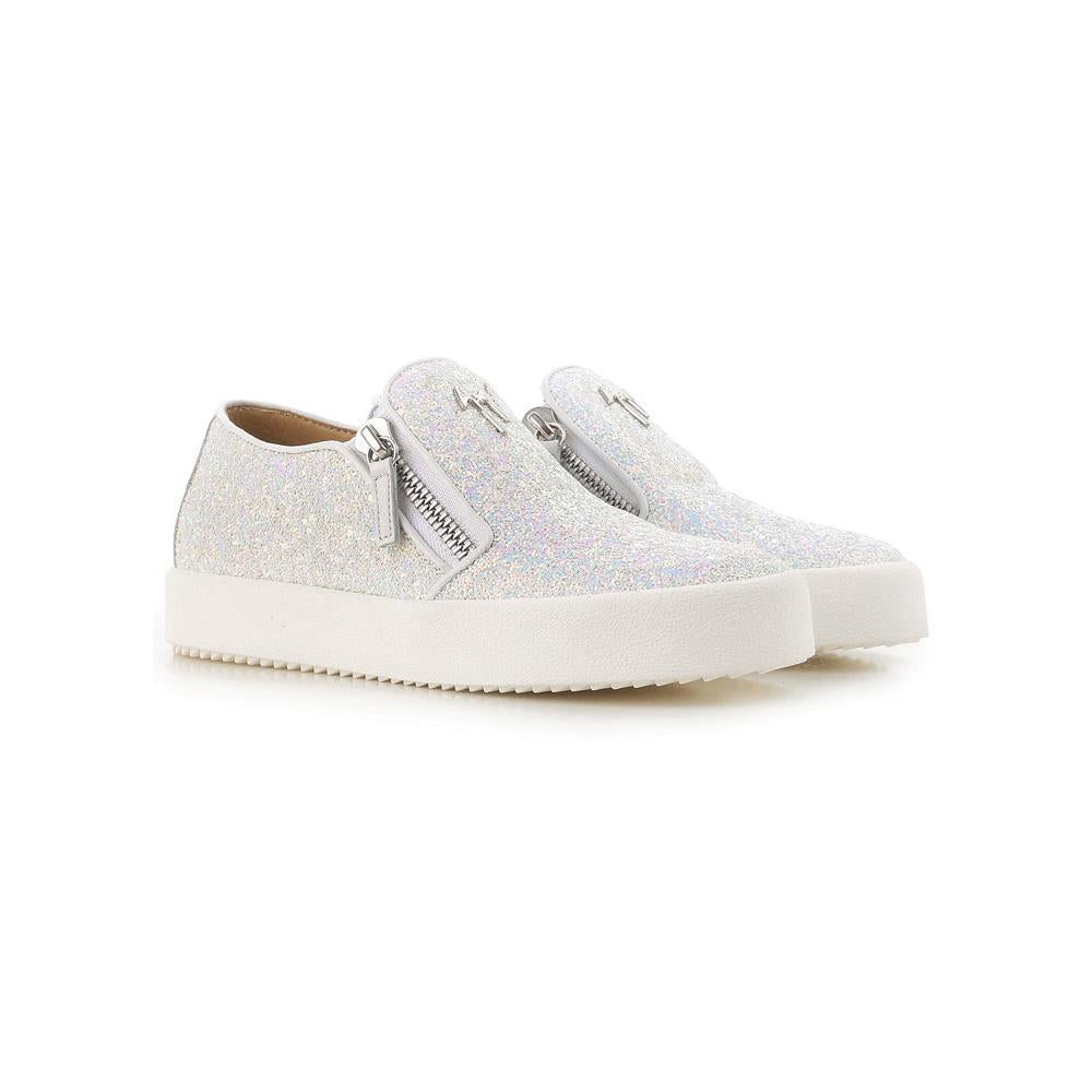 Giuseppe Zanotti Womens May Slip-On Glitter White Low-Top Sneakers