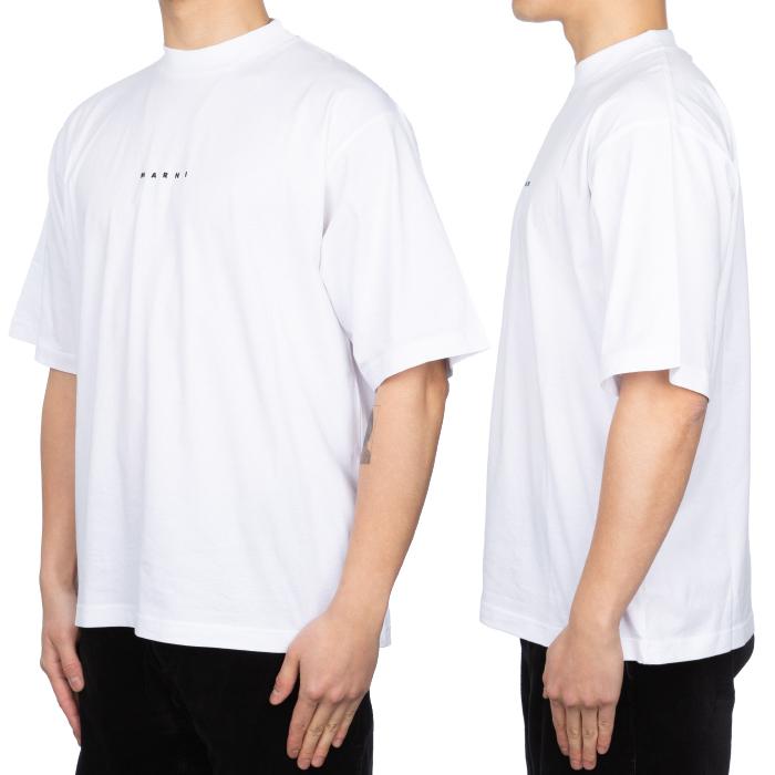 Marni Men’s Oversized Mini Logo T-Shirt White Cotton