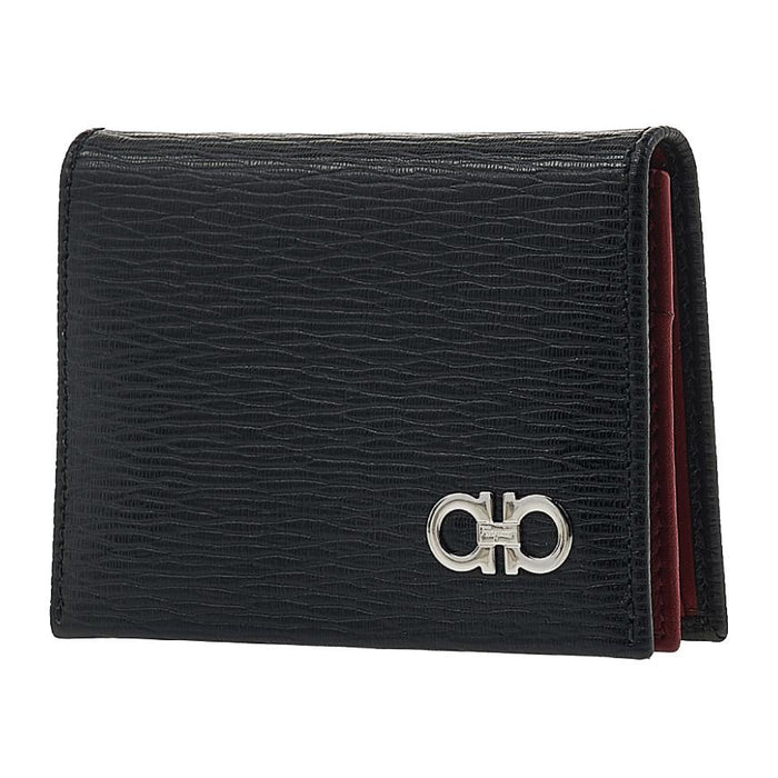 Ferragamo Gancini Leather Card Holder Black/Red Men’s