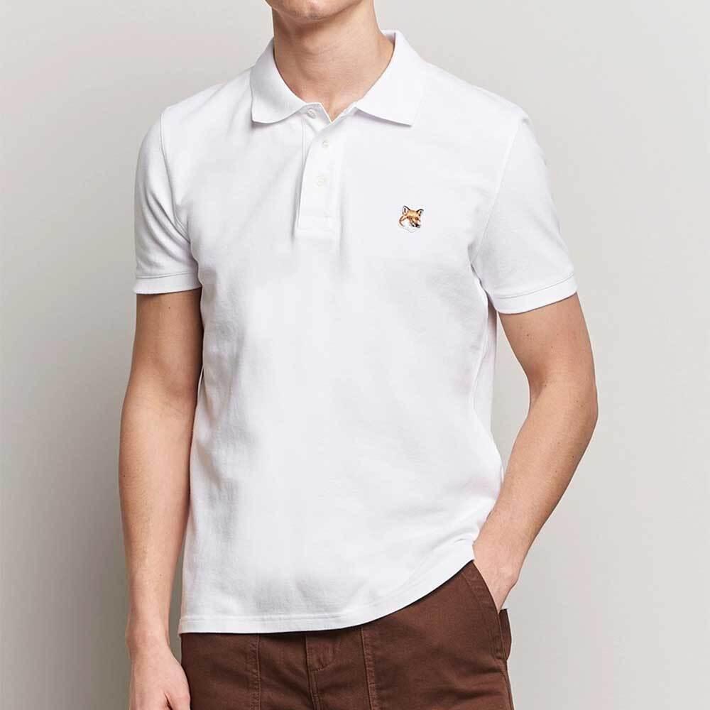 Maison Kitsune Fox Patch Regular Polo T-Shirt White