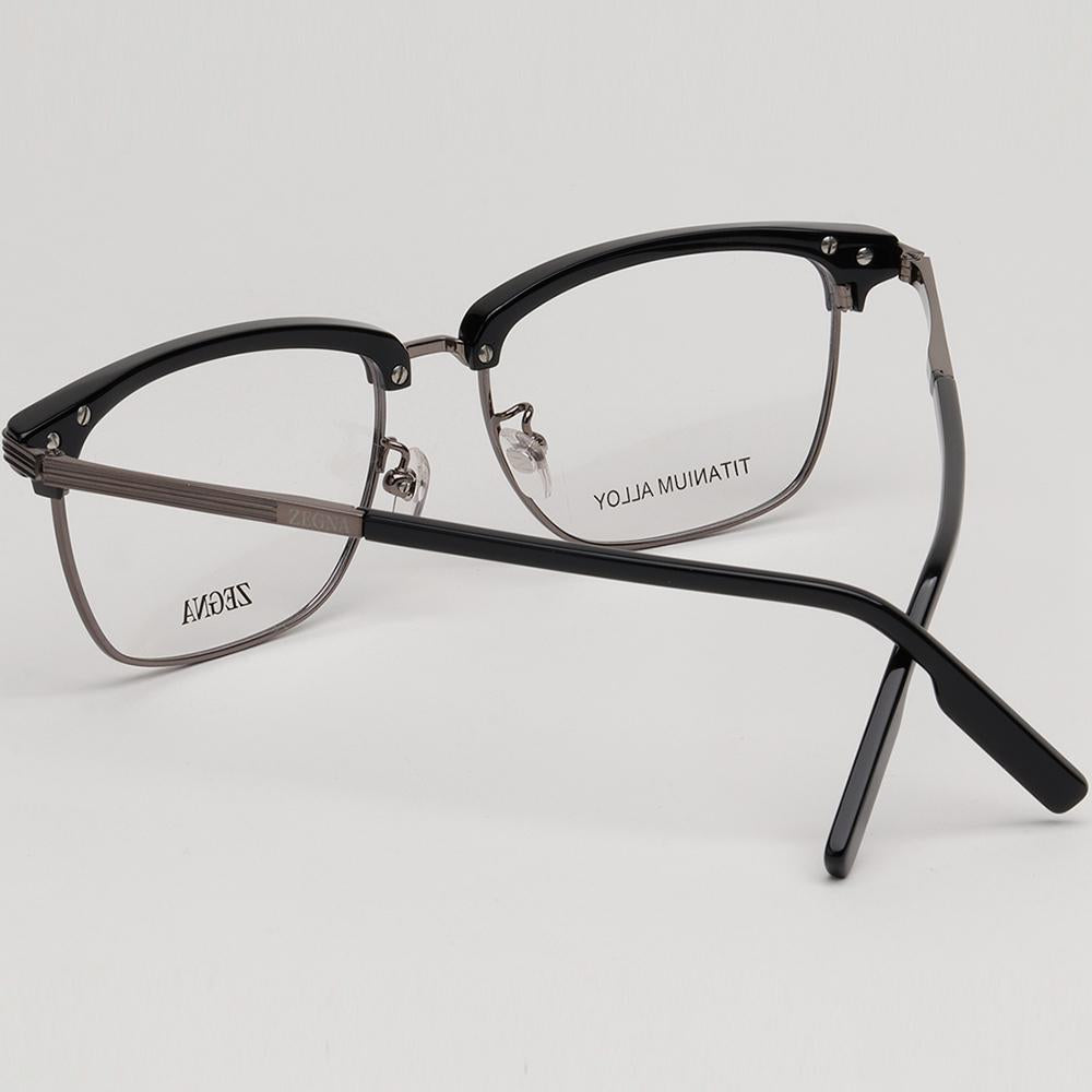 Zegna Titanium Lightweight Square Semi-Rim Browline Eyeglass Frame EZ5259H 008
