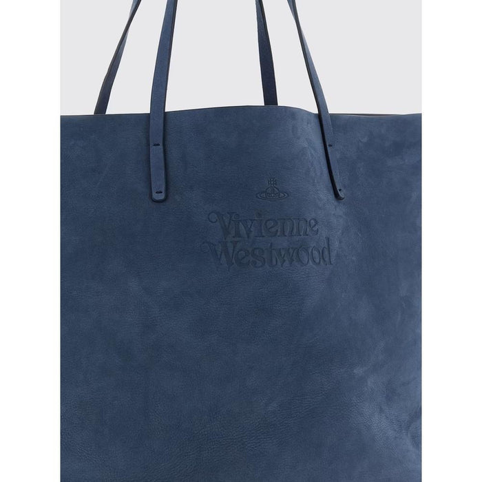Vivienne Westwood Studio Large Shopper Tote Bag Black Leather