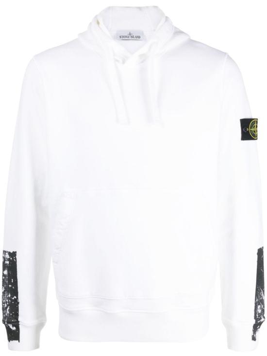 STONE ISLAND White Cotton Logo Hoodie Sweatshirt Women 791567461 V0001