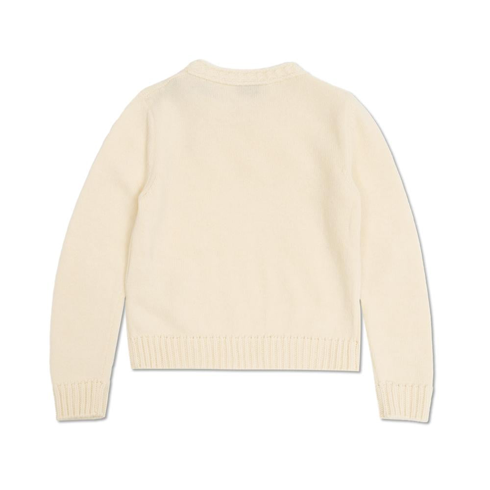 Moncler Kids Enfant Logo Knit Sweater Ivory Round Neck Women 9C00002 M1241 034