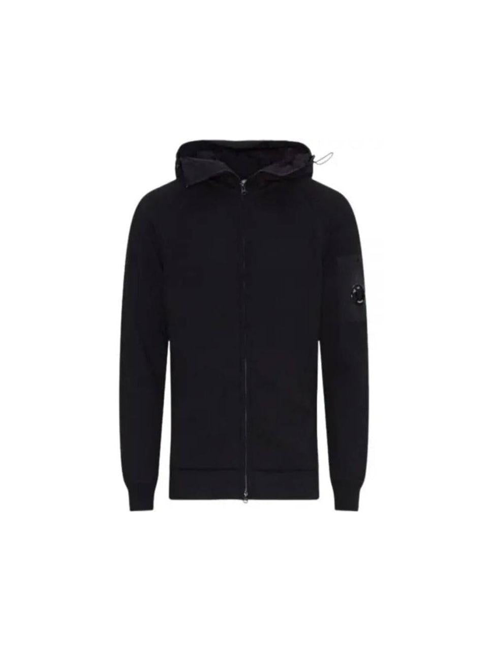 CP Company Cotton Mixed Hooded Knit Sweatshirt Black