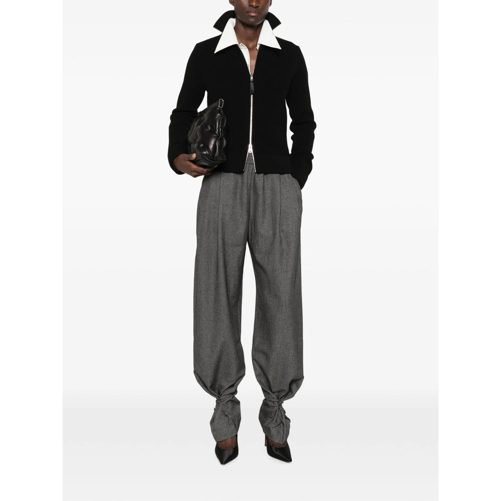 Maison Margiela Black Wool Zip-Up Knit Cardigan