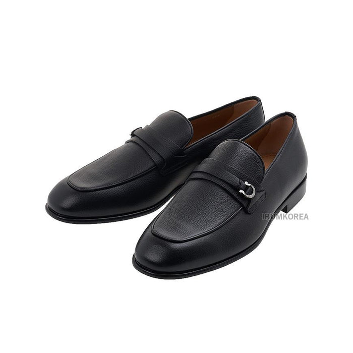 Ferragamo Black Leather DESIO Loafers for Men 0768125