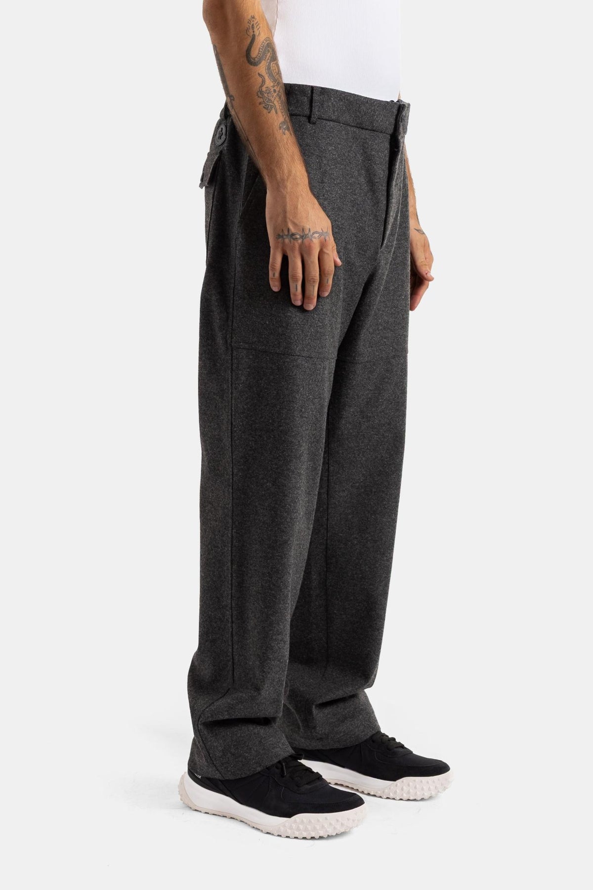 Moncler Black Wool Blend Slim Fit Suit Pants