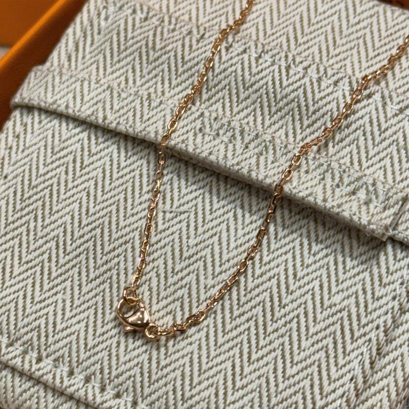 HERMES Mini Pop H Necklace Beige Rose Gold Pendant Necklace