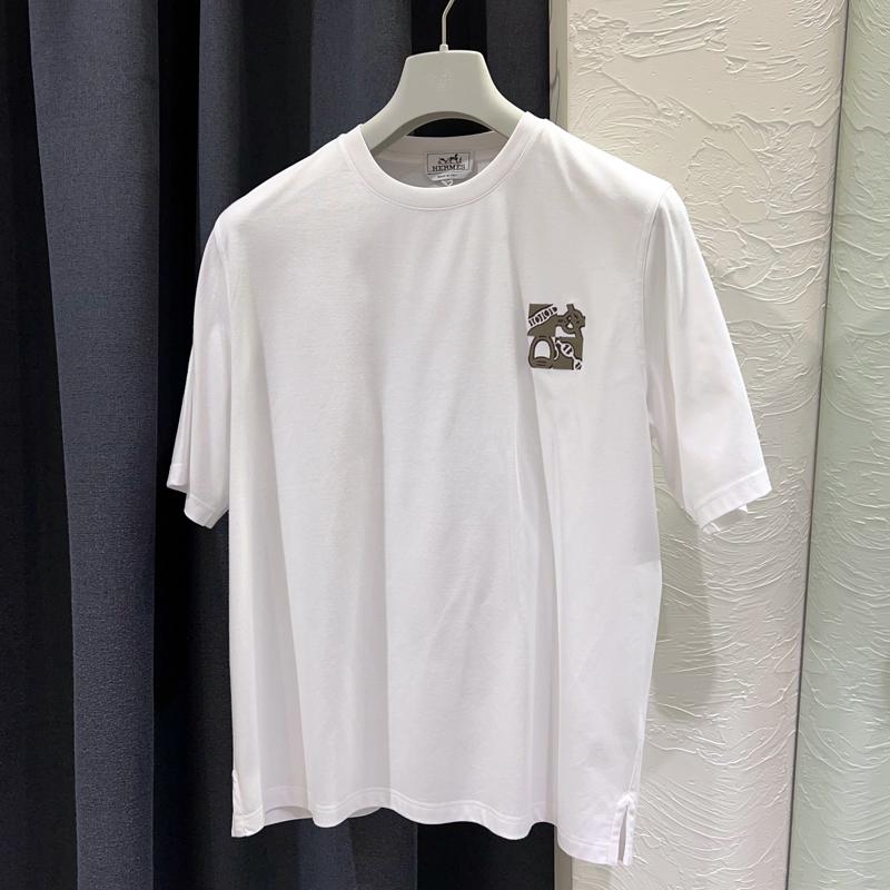 HERMES Metallerie au Ca Crewneck T-Shirt White Unisex