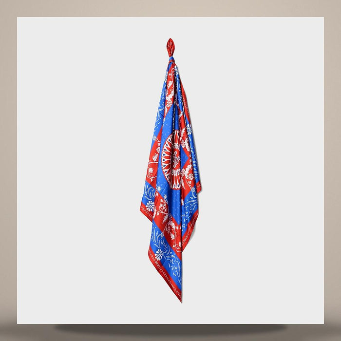 CELINE Square Silk Twill Scarf White Black 2AW902R30 01WB