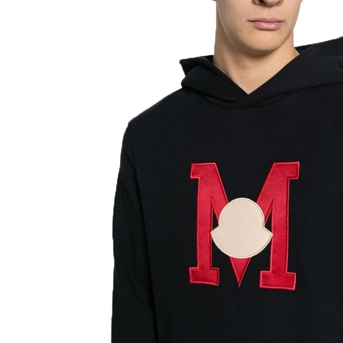 Moncler Navy Patch M Logo Pullover Hoodie Mens T-Shirt