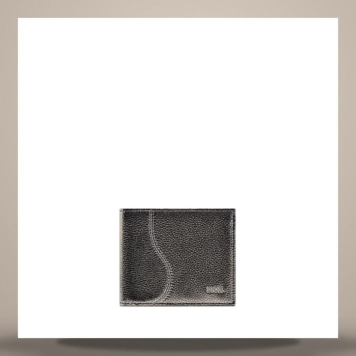 DIOR Black Grained Calfskin Saddle Marquetry Bifold Card Holder