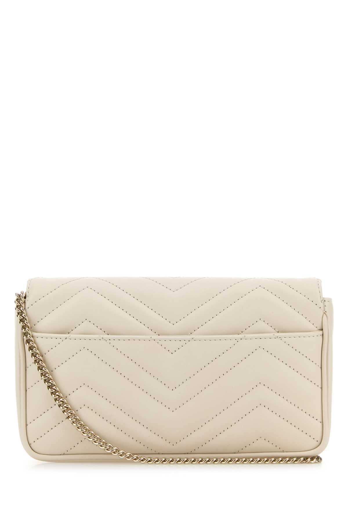 GUCCI Leather Shoulder Crossbody Bag White