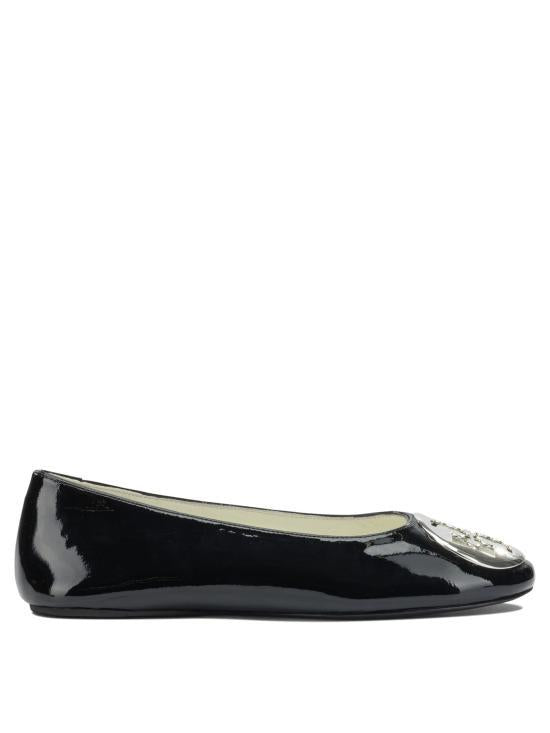 Tory Burch Leather Ballet Flats Black Women’s Shoes 173536006 BLACK DOM