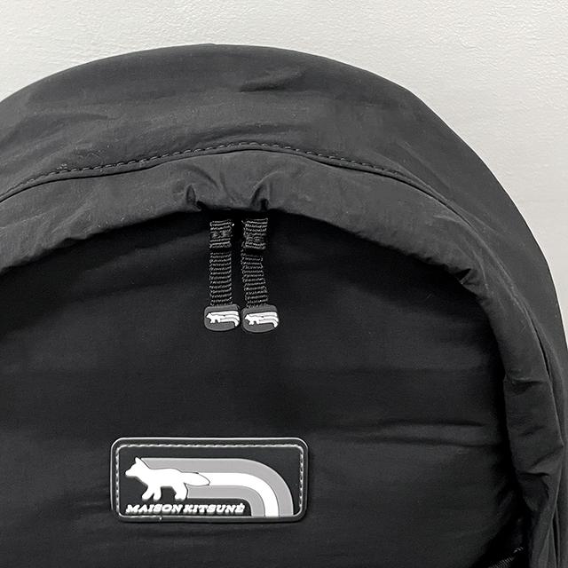 Maison Kitsune Flash Fox Logo Backpack Unisex Black Nylon NM05170WQ4034 P199