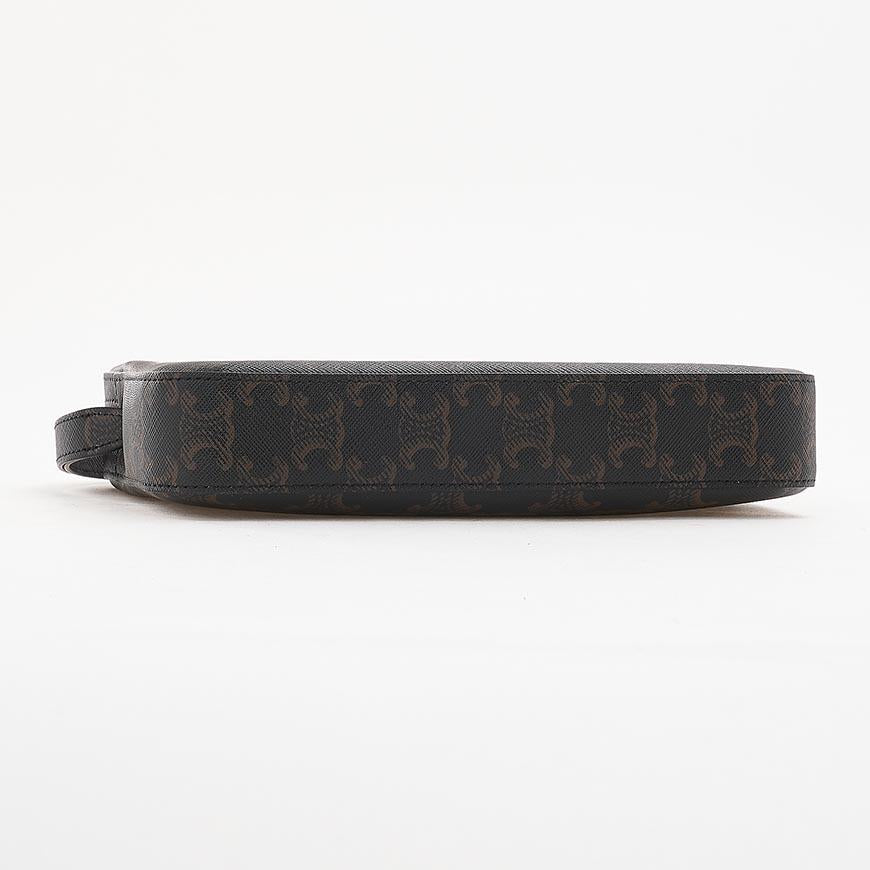 CELINE Triomphe Strap Leather Clutch Bag for Men, Light Gray