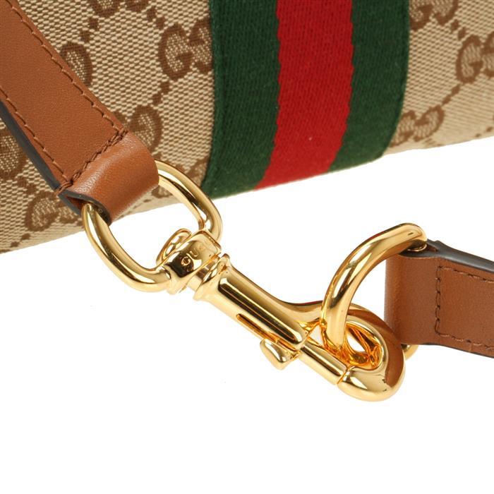 GUCCI Medium Vanity Top Handle Shoulder Bag Beige Brown Leather