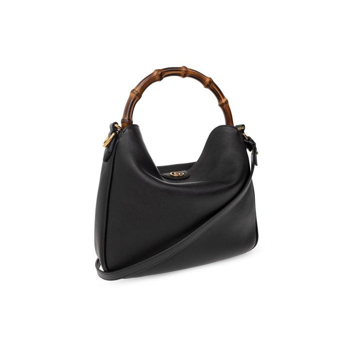 GUCCI Diana Medium Shoulder Bag Black Leather