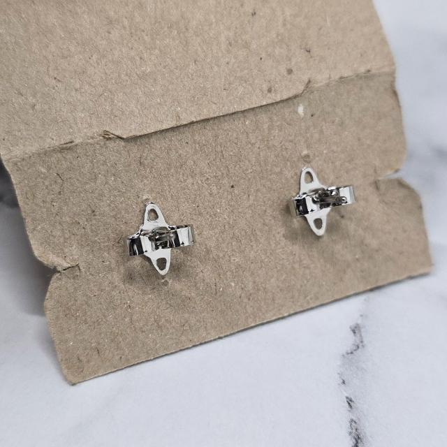 Vivienne Westwood Nano Solitaire Logo Earrings Silver Tone