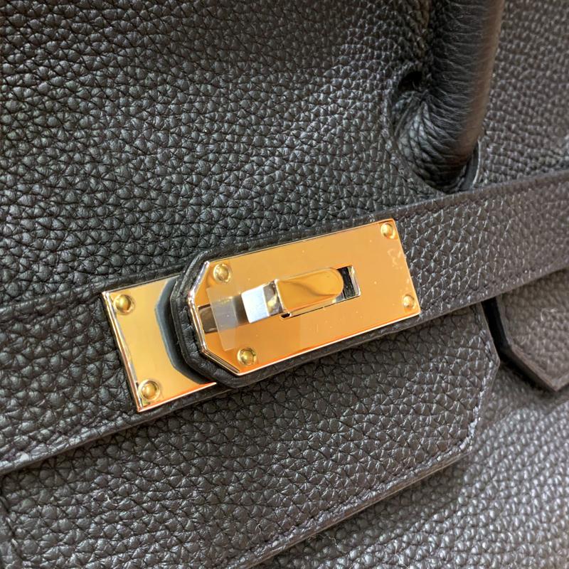HERMES Birkin 40 Etoupe Black Palladium Hardware Tote Bag Unisex