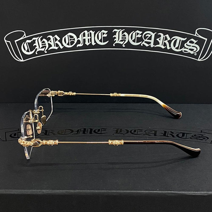 Chrome Hearts Gold Plate Brown Burn Brown Eyeglasses Unisex
