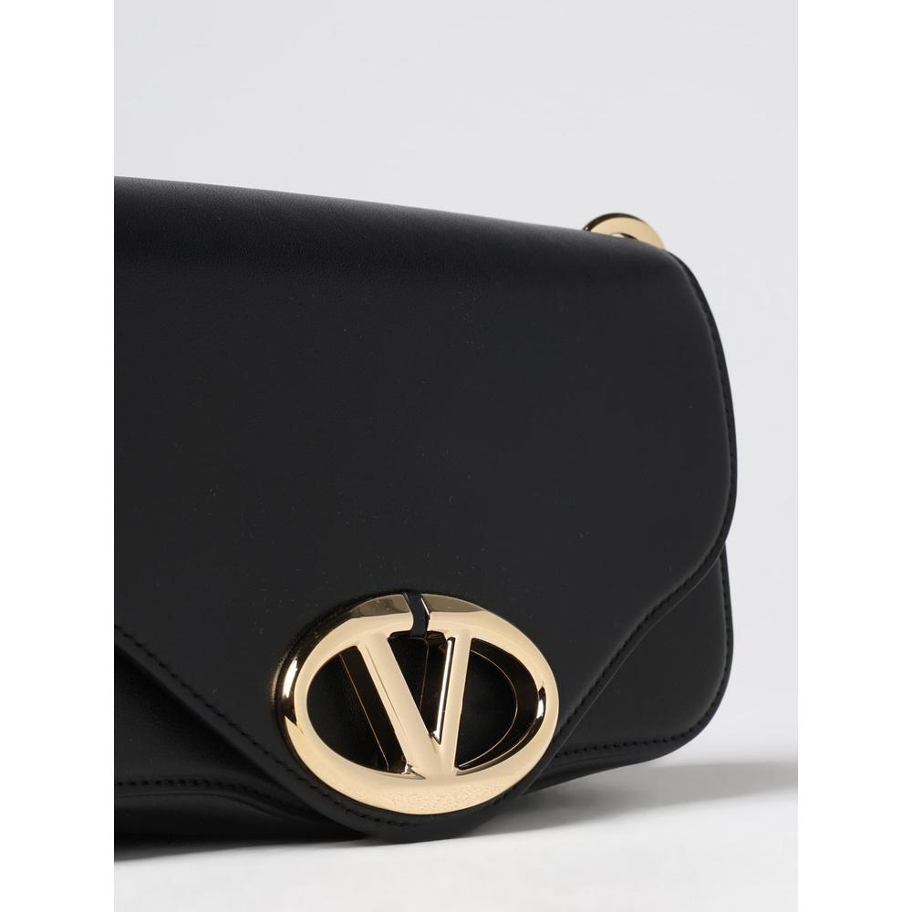 VALENTINO Logo Shoulder Bag Black Leather