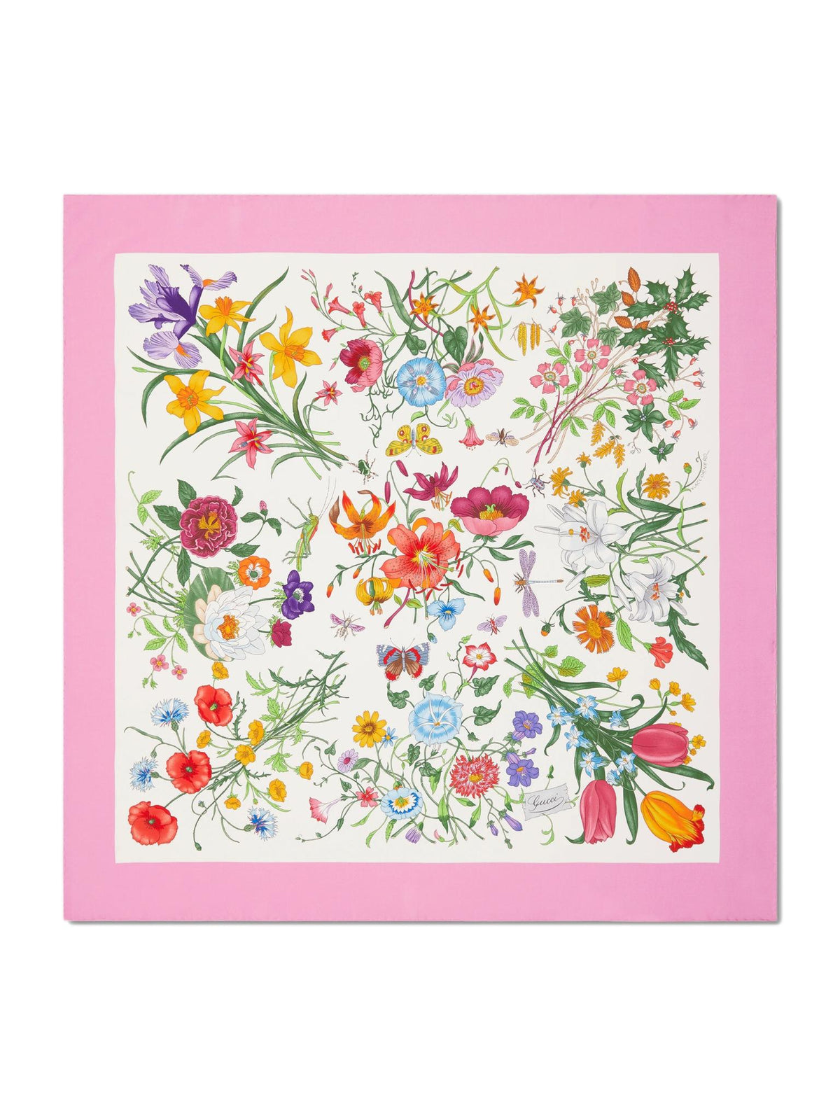 GUCCI Silk Logo Print Scarf