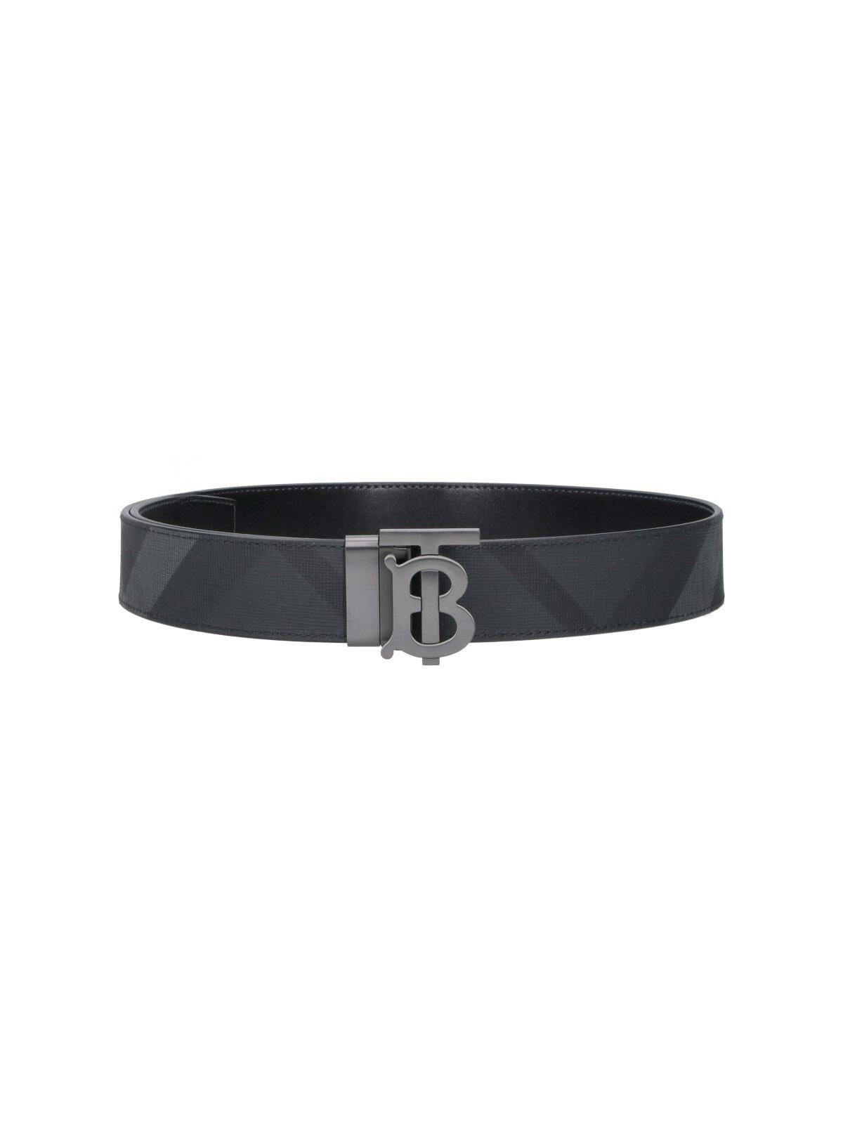 BURBERRY Black Leather Reversible Belt