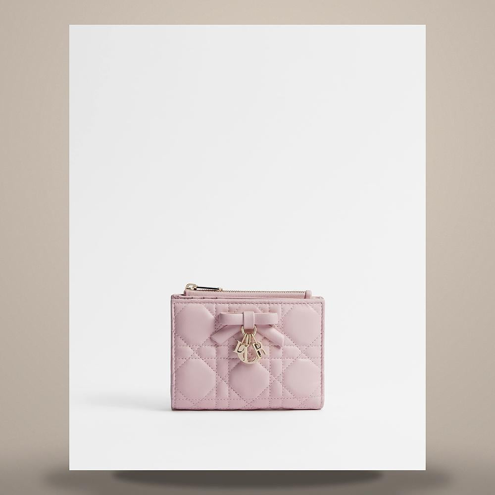 DIOR Lady Dior Cannage Lambskin Rose Tendre Pink Card Holder S2605OUQA M29N