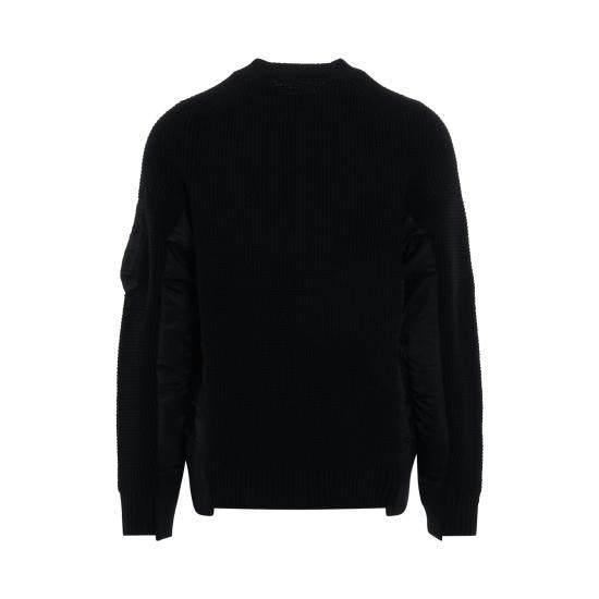 Sacai Black Wool Round Neck Sweater for Men 23SCM083001