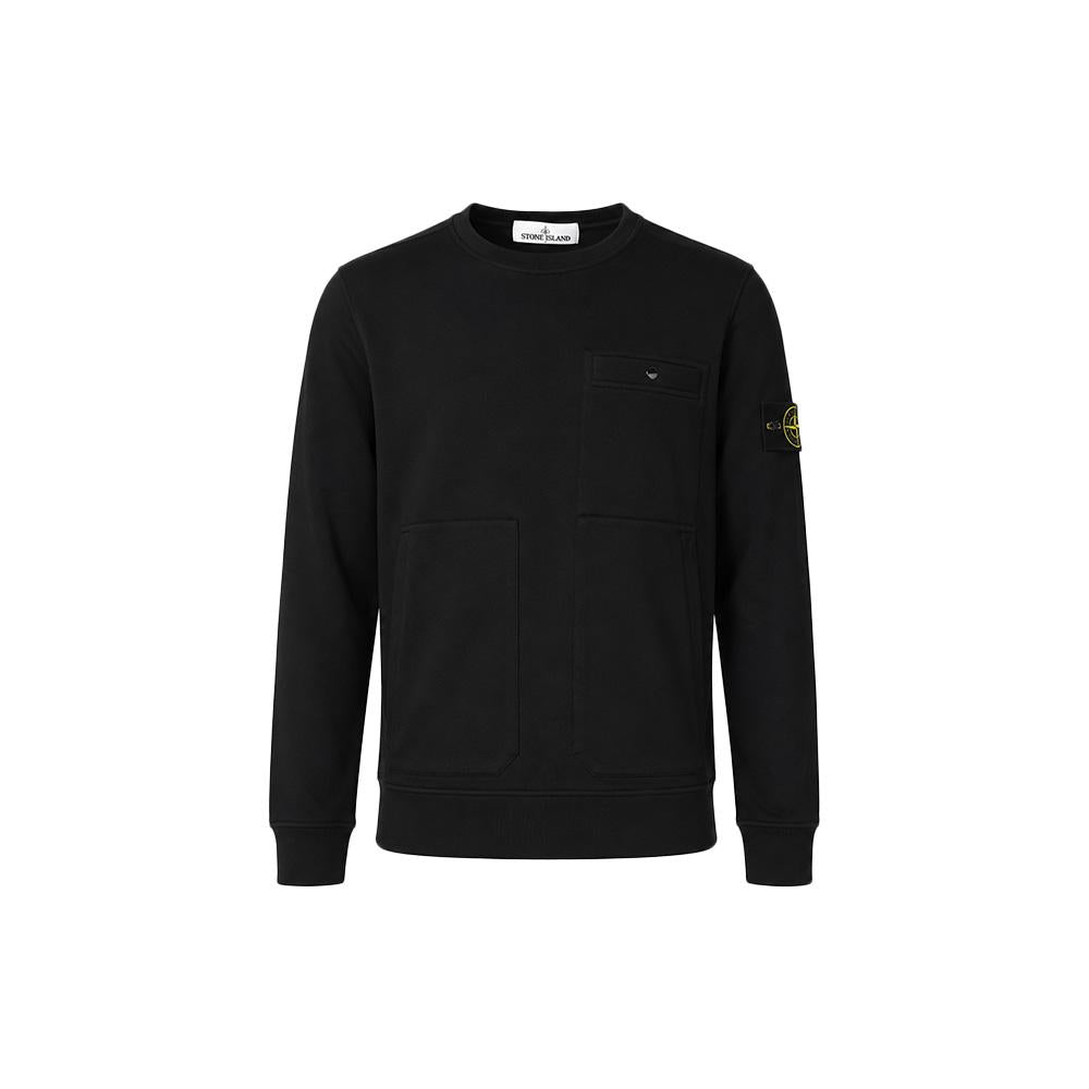 STONE ISLAND Black 15th Anniversary Patch 3-Pocket Crewneck Sweatshirt