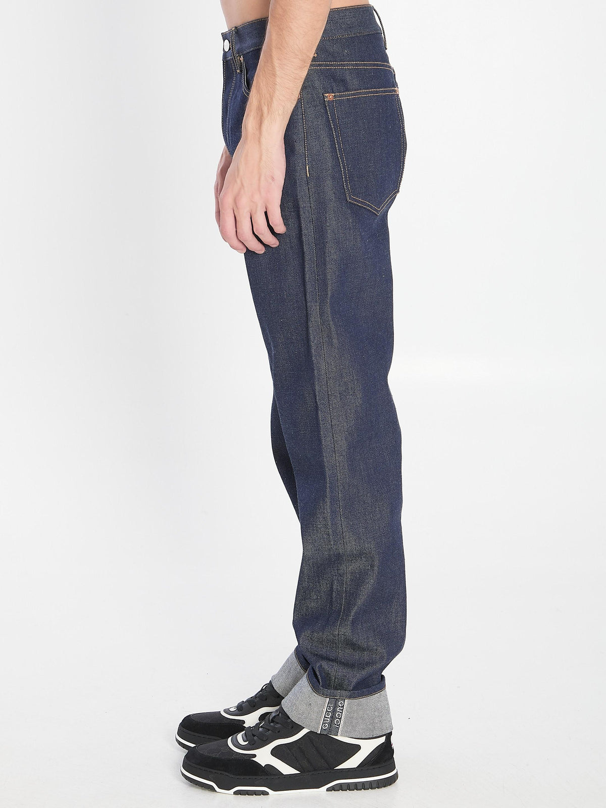 GUCCI Blue Distressed Straight-Leg Denim Jeans Men