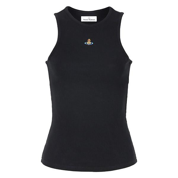 Vivienne Westwood Black 90s ORB Embroidered Sleeveless T-Shirt