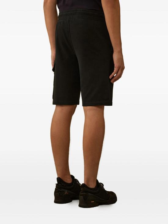CP Company Light Fleece Cargo Lens Sweat Shorts Black RCCMSB704 A002246
