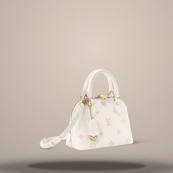 Louis Vuitton Alma BB Shoulder Bag Milky White Peach Leather