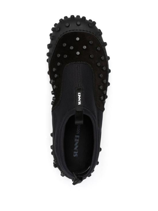 SUNNEI Black Nylon Leather Low-Top Sneakers MSHOXFLS031 NYL024001