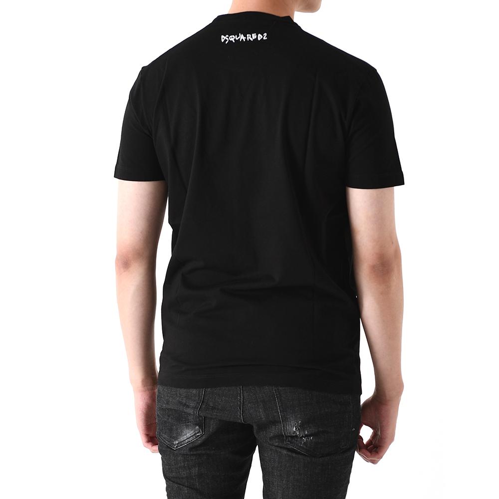 Dsquared2 Logo Embroidered Amore I Love You Short Sleeve T-Shirt Black