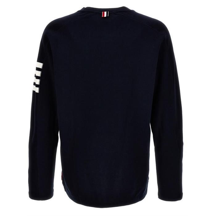 THOM BROWNE Navy Long Sleeve Crewneck T-Shirt