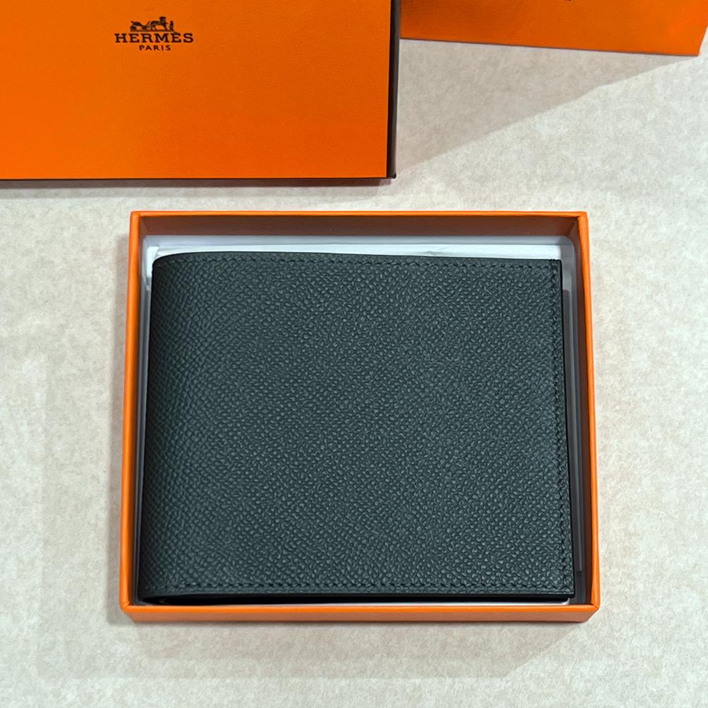 HERMES Citizen Twill Compact Wallet Evercolor Mangrove Horse Lining Bifold