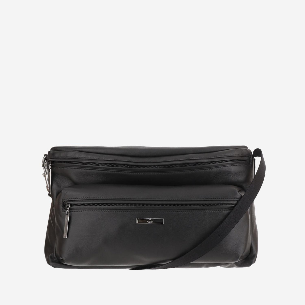GUCCI Black Leather Shoulder Crossbody Bag
